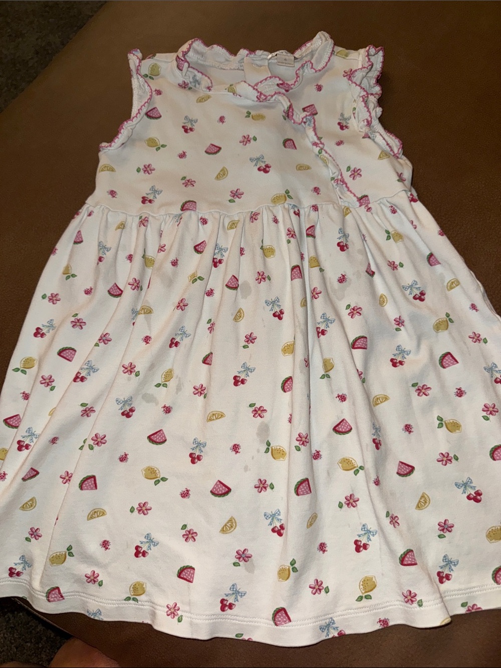 Kissy Kissy White Dress with Pink, Yellow, Blue Fruit Print